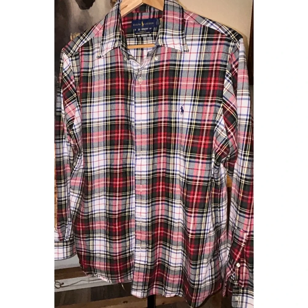 $129 Polo Ralph Lauren Classic Fit Performance Plaid Flannel Shirt Large